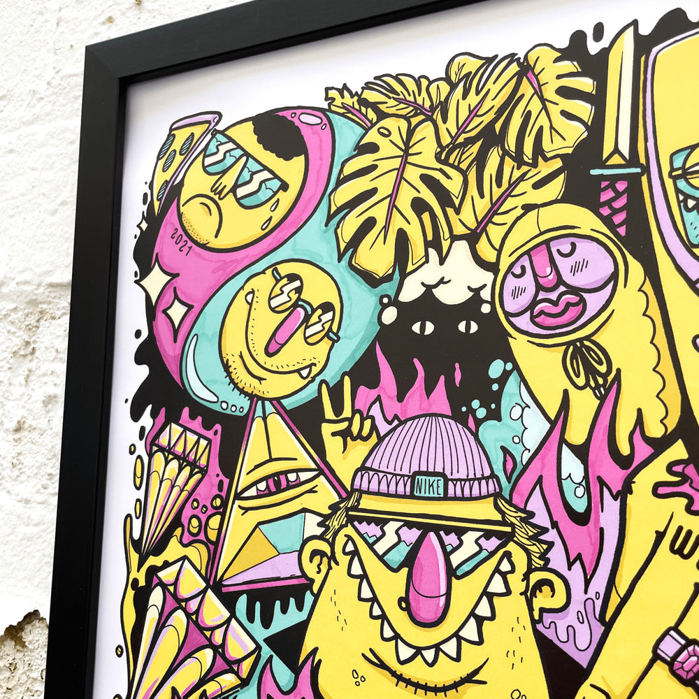 3am Yellow Framed A3 Print