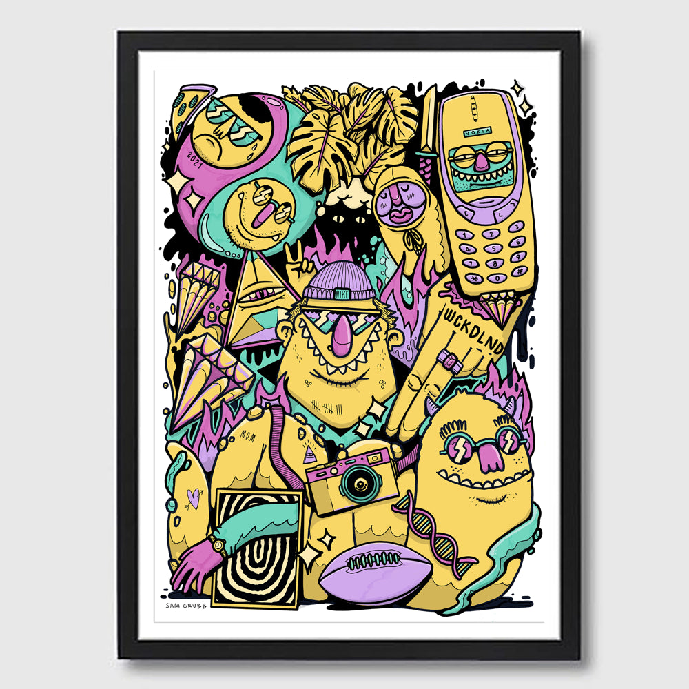 3am Yellow Framed A3 Print