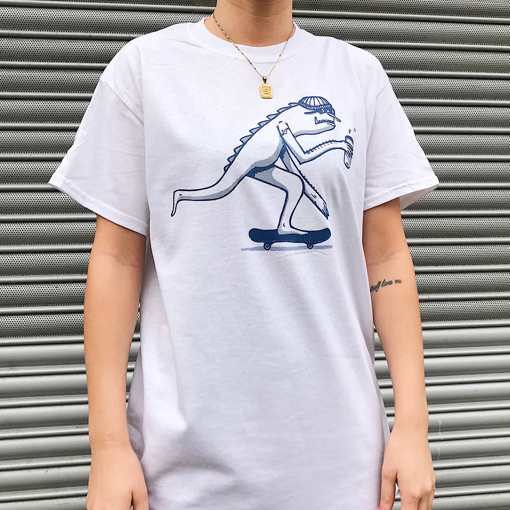 Monster Skater - Blue on White
