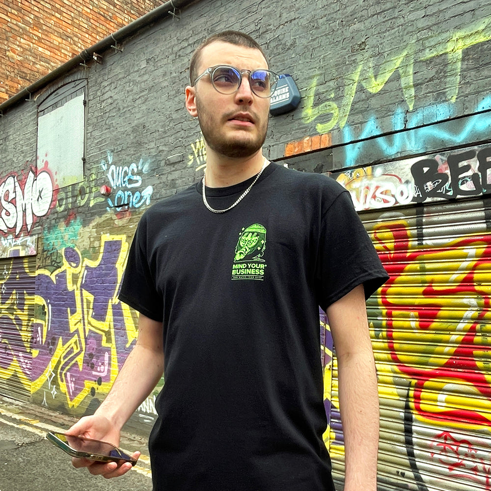 Mind Your Business - Green on Black
