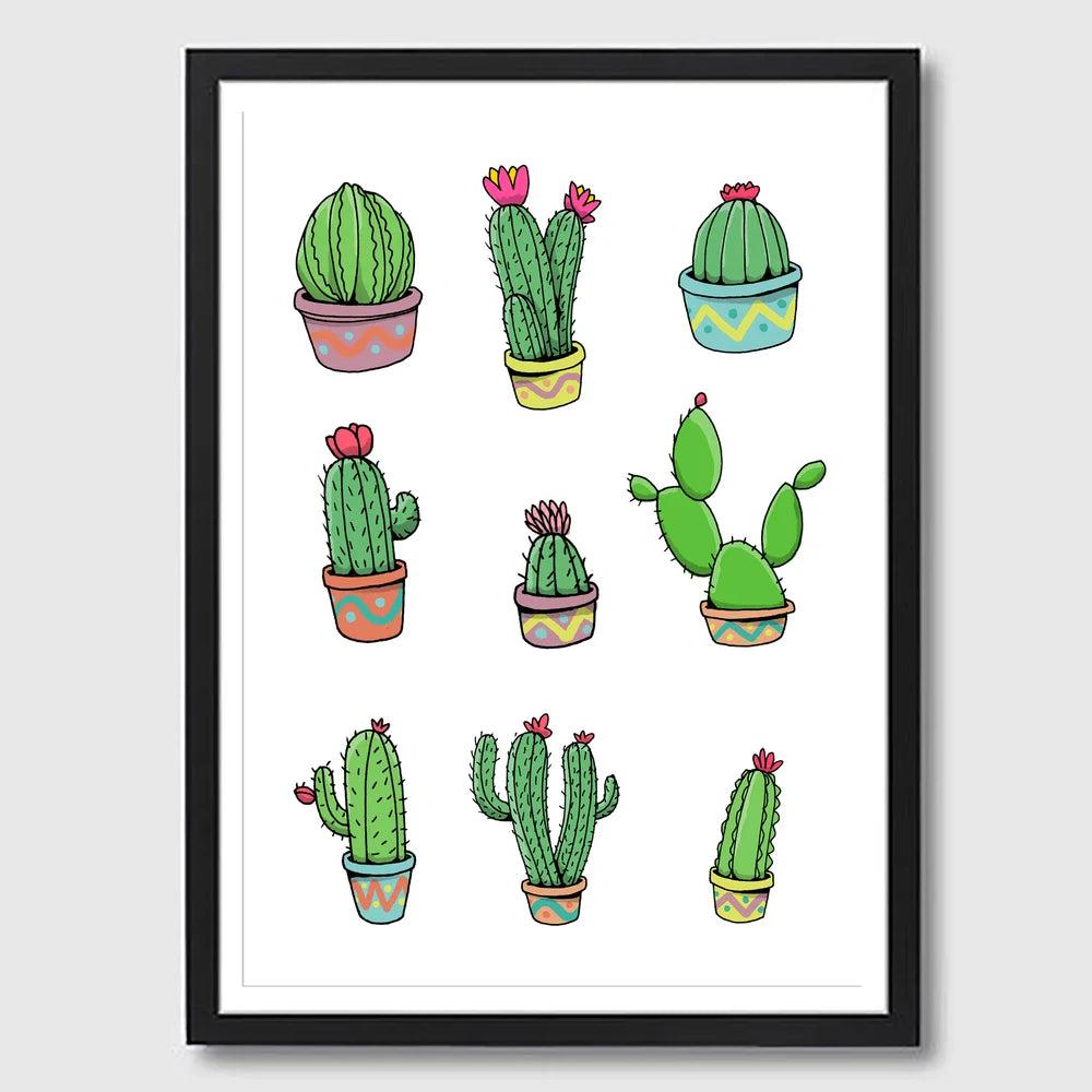 Cacti Minimal Framed A3 Print