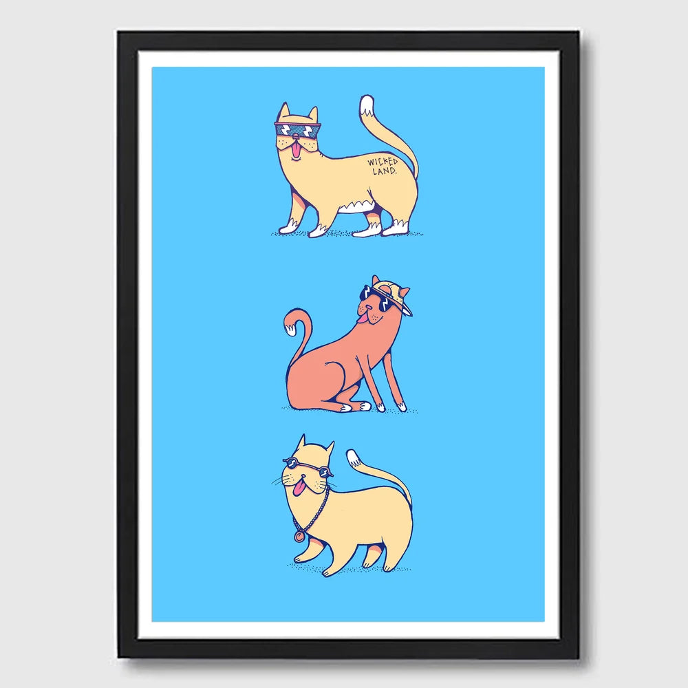 Cool Cats Framed A3 Print