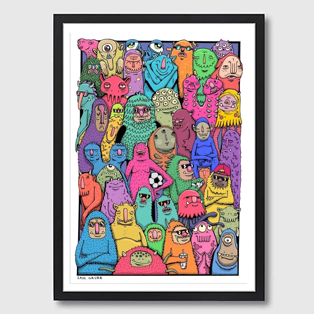 Monster Party Framed A3 Print