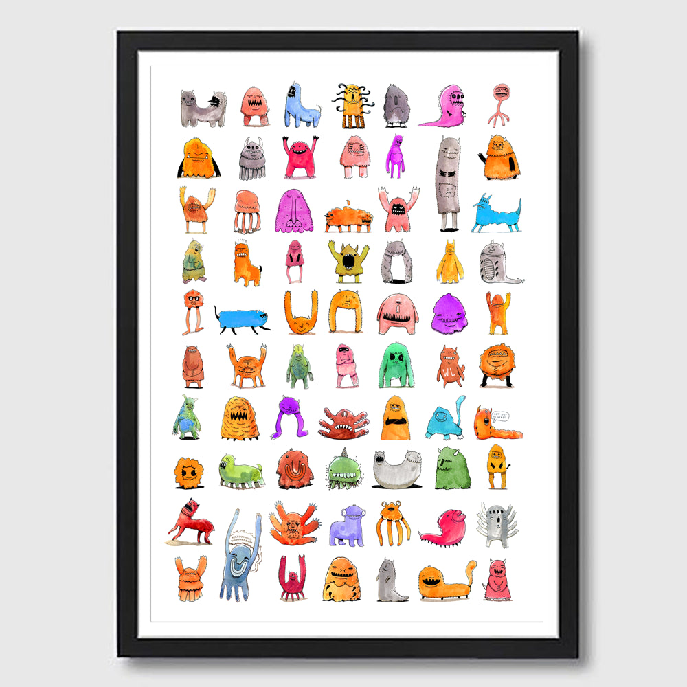 Monsters Framed A3 Print