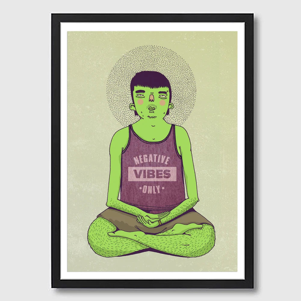 Negative Vibes Framed A3 Print