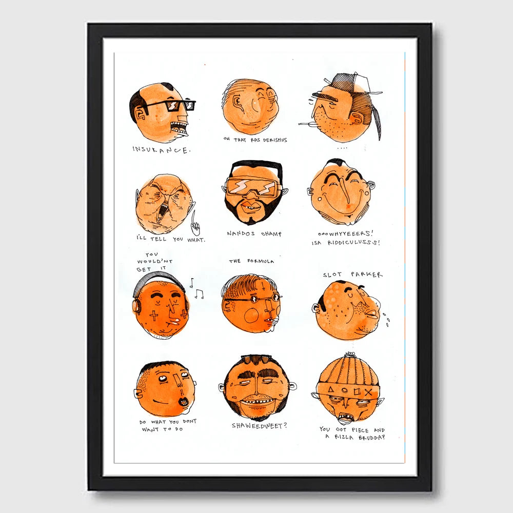 Orange Talking Heads Framed A3 Print