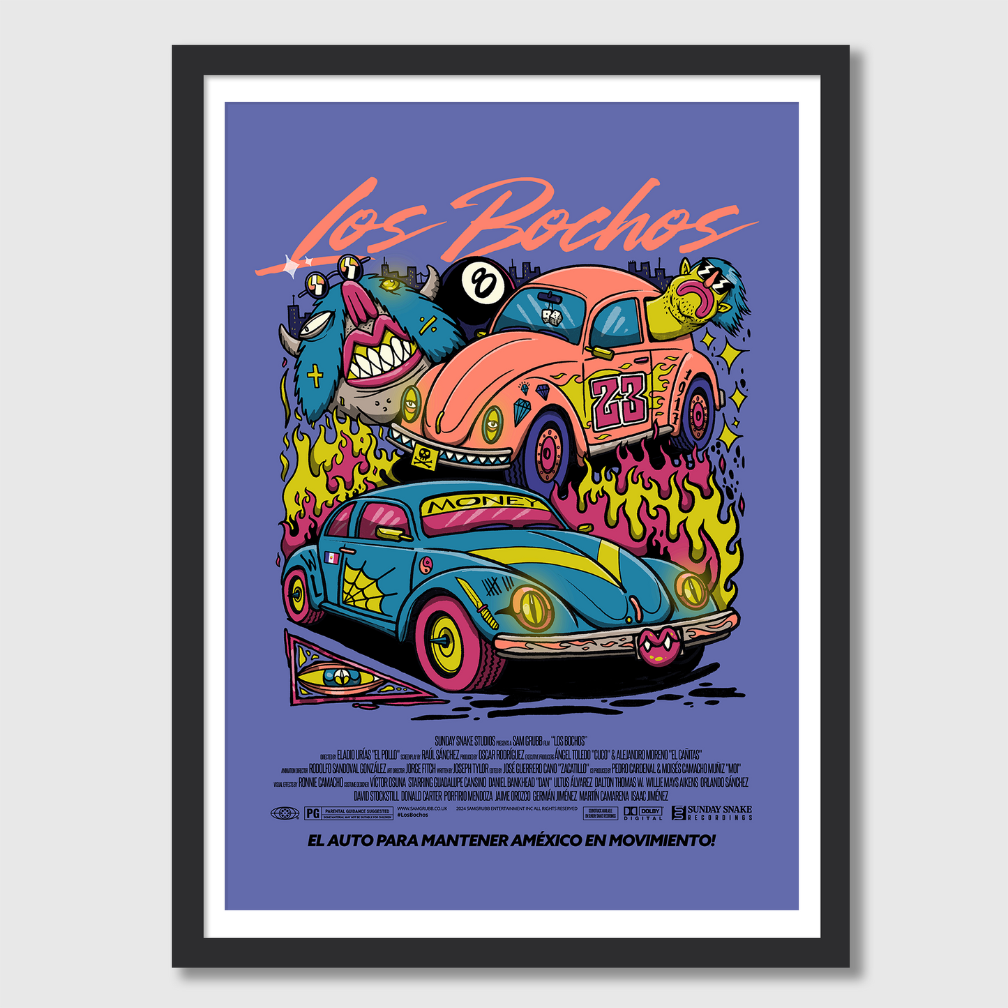 Los Bochos (Purple) Framed A3 Print