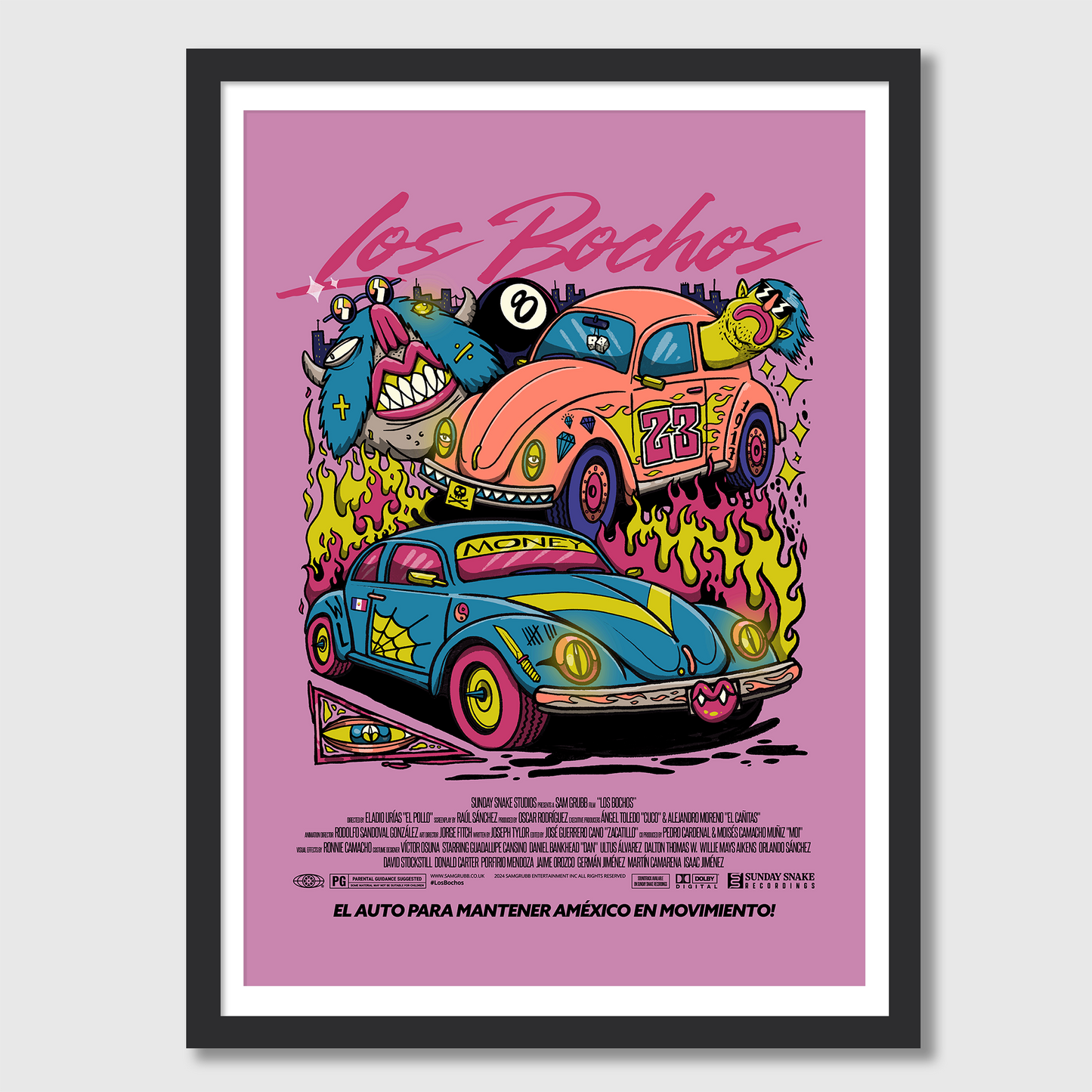 Los Bochos (Pink) Framed A3 Print