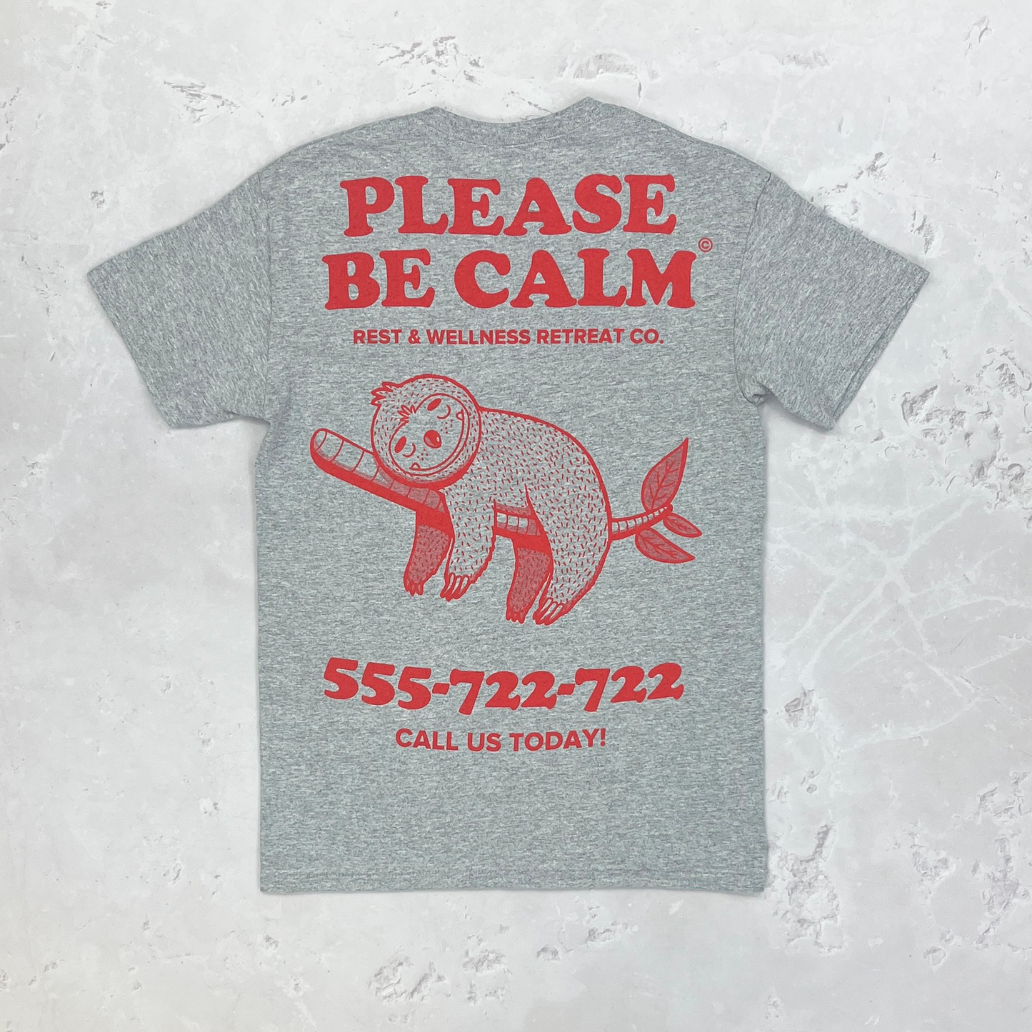 Please Be Calm - Red on Grey