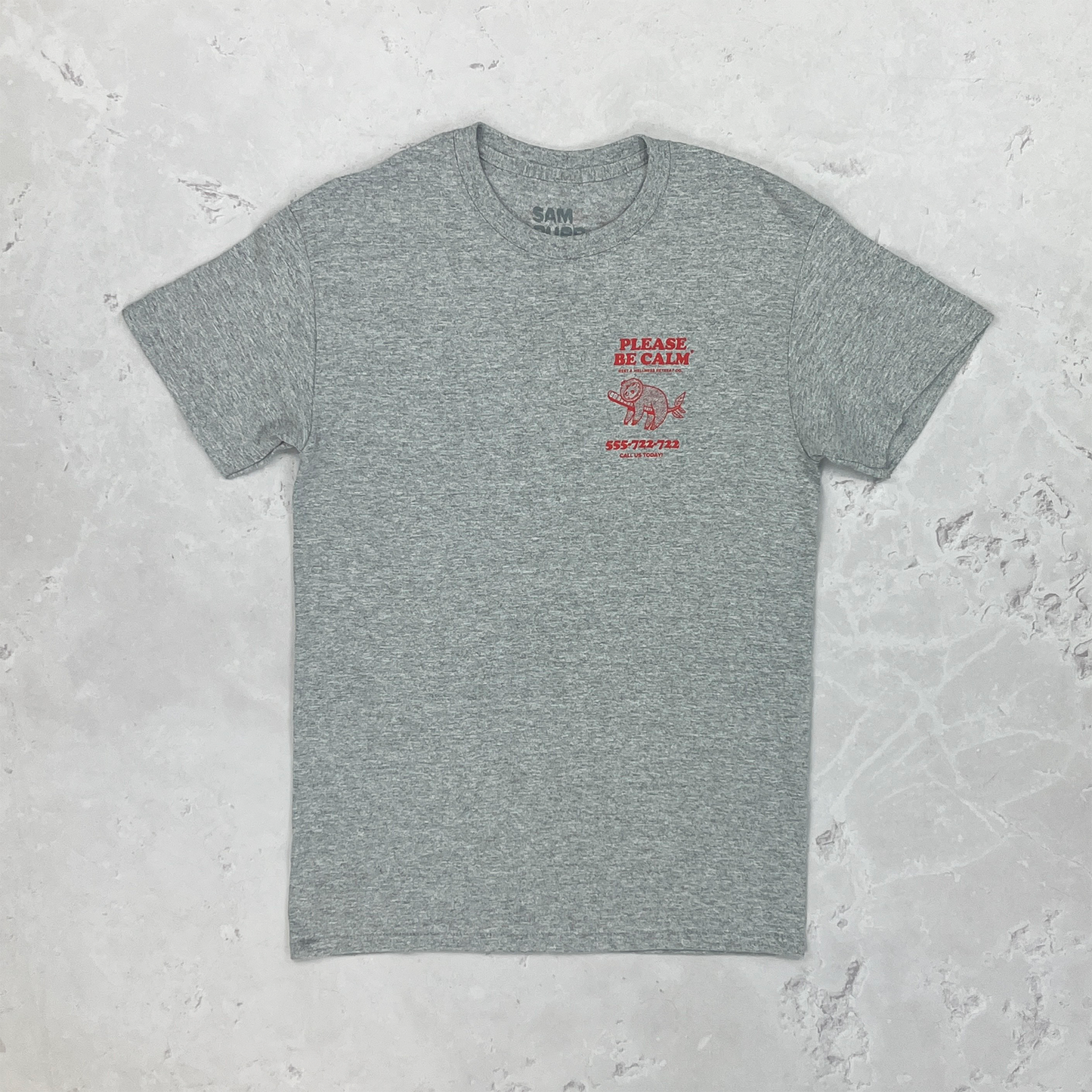 Please Be Calm - Red on Grey