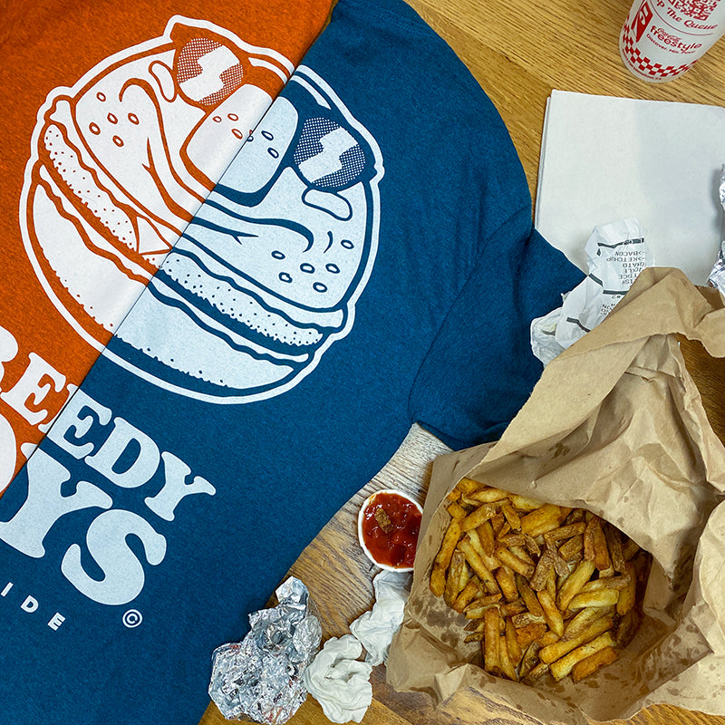 Greedy Boys - White on Orange