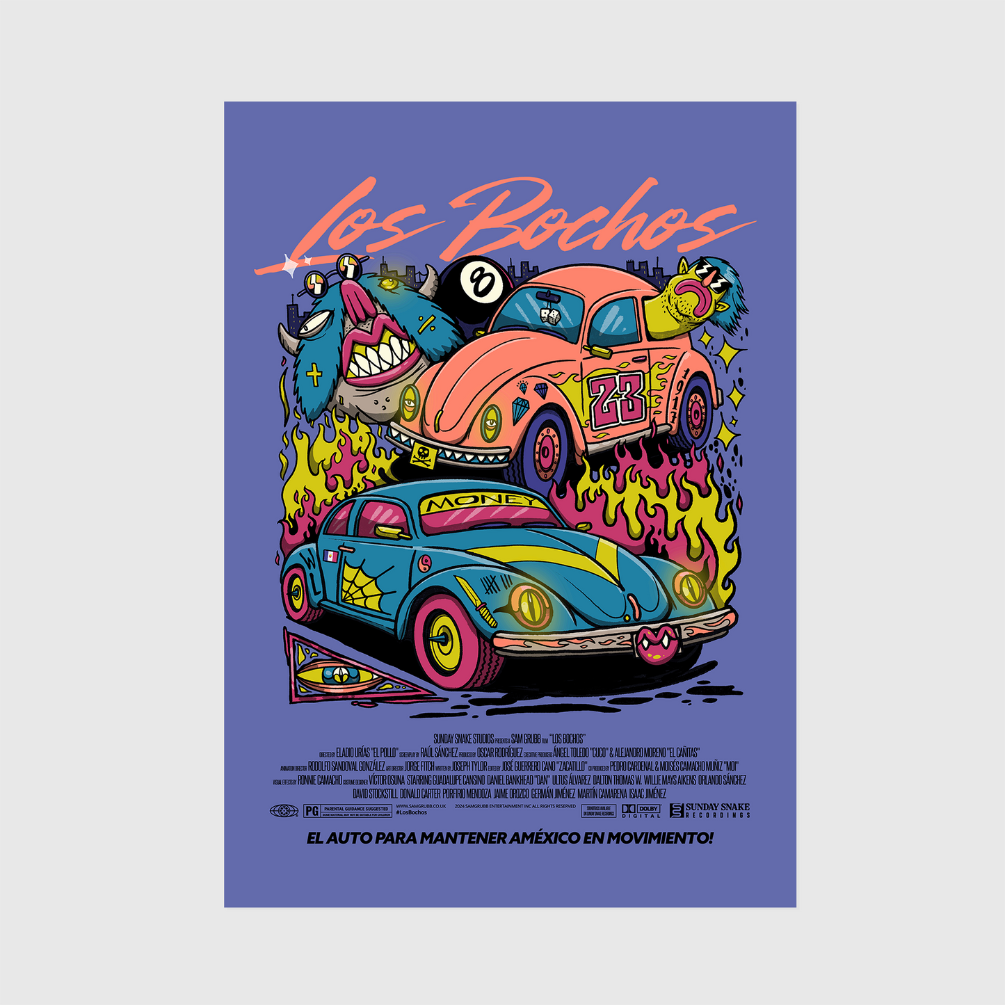 Los Bochos (Purple) A3 Print