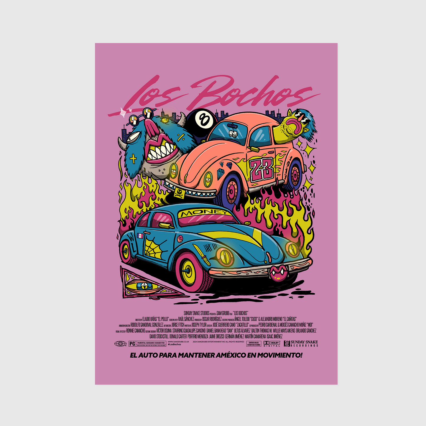 Los Bochos (Pink) A3 Print