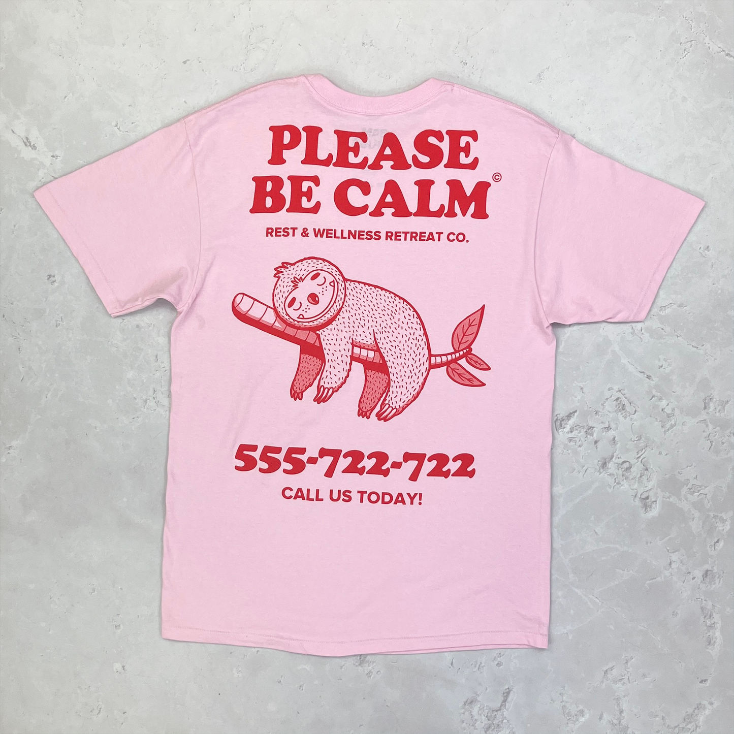 Please Be Calm - Red on Pink