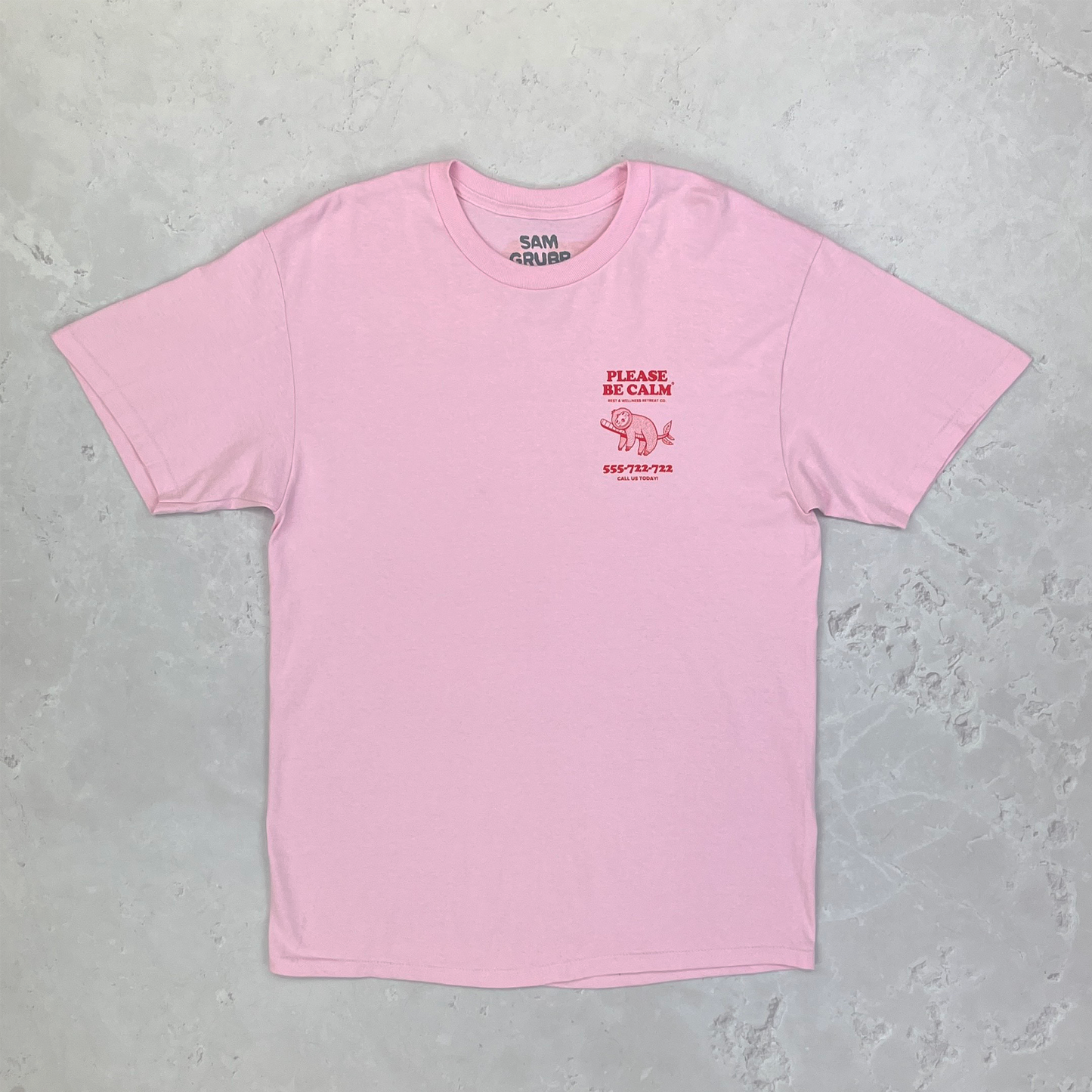 Please Be Calm - Red on Pink