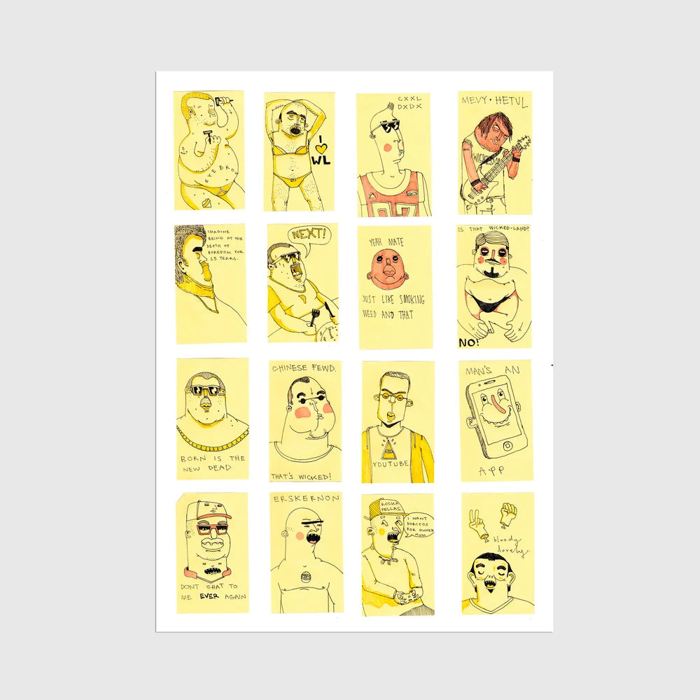 Post It Dudes A3 Print