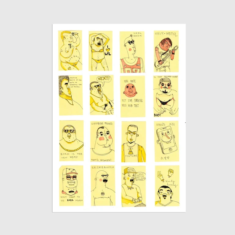 Post It Dudes A4 Print