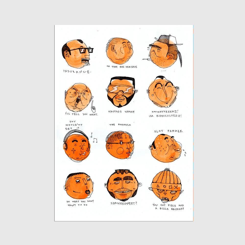 Orange Talking Heads A3 Print