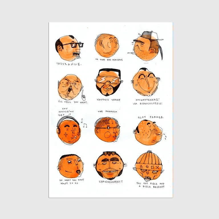 Orange Talking Heads A4 Print
